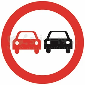 תמרור 420 תמרור אסור לעקוף או לעבור על פניו של רכב מנועי הנע על יותר משני גלגלים באותו כיוון נסיעה